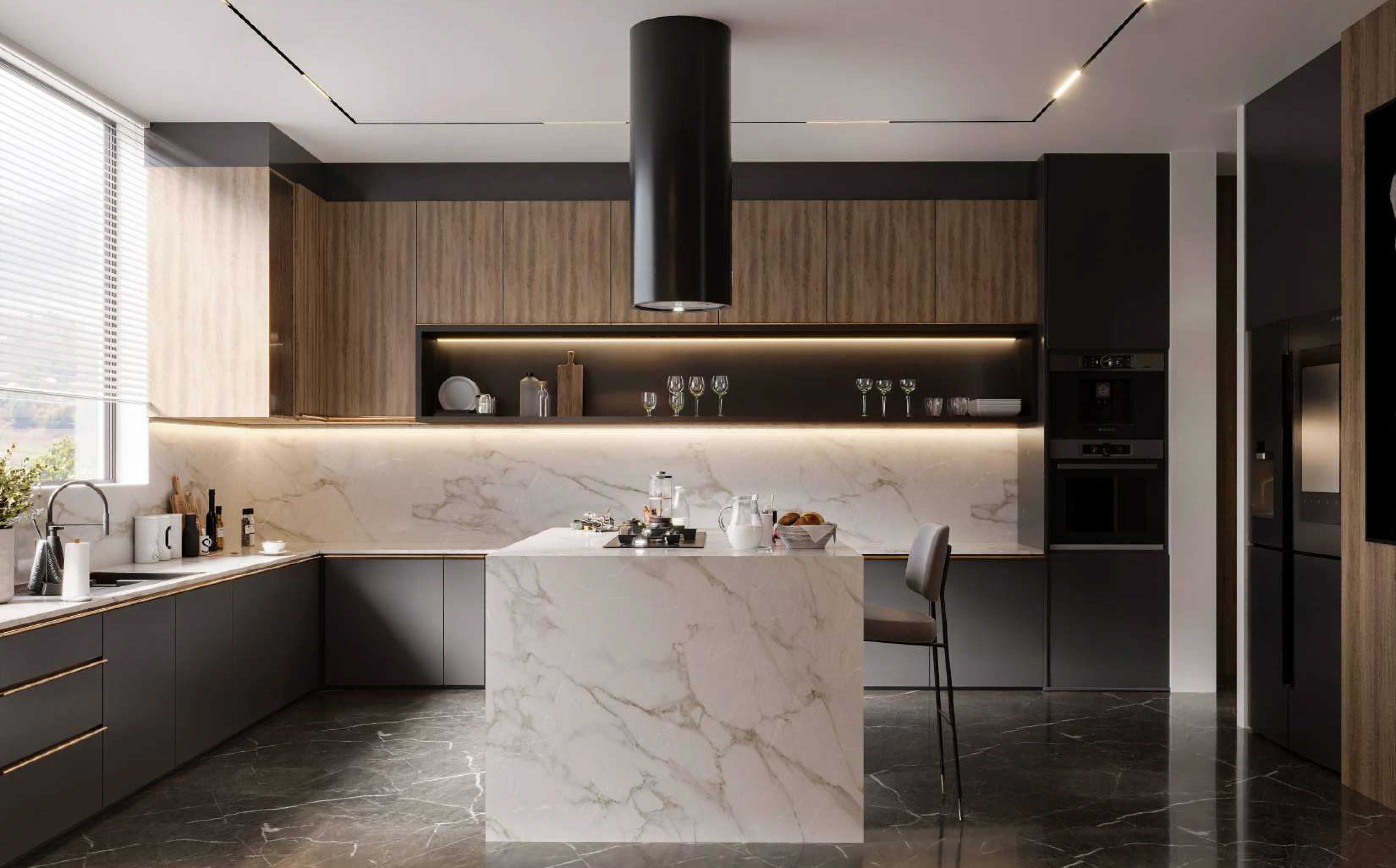 Elegant Kitchen with Marble Accents
